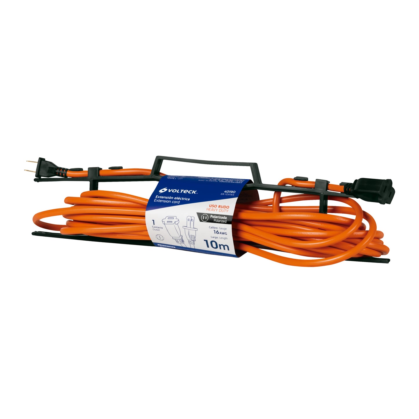 Extensión Eléctrica Uso Rudo 10m 2x16 AWG - Cable Resistente PVC Anti-Flama para Desbrozadoras, Motosierras y Sopladoras - ER-10X16S