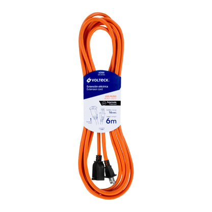 Extensión Eléctrica Uso Rudo 6m Cable 2x16 AWG - Solución Profesional para Desbrozadoras, Motosierras y Sopladoras - ER-6X16S