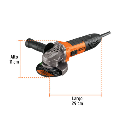 Esmeriladora Angular 4-1/2 Pulgadas 1100W TRUPER ERGO PRO - Motor Balero Bolas Mango Ajustable