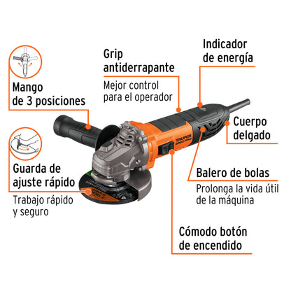 COMBO Esmeriladora Truper Ergo Pro 850W + Disco para Cortar Madera 4-1/2