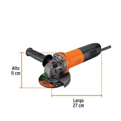 Esmeriladora Angular 4-1/2" 700W TRUPER PRO ESMA-4-1/2A12 - Corta y Esmerilar Acero, Ladrillo, Azulejo - Motor Balero Bolas, Mango Ajustable 3 Posiciones