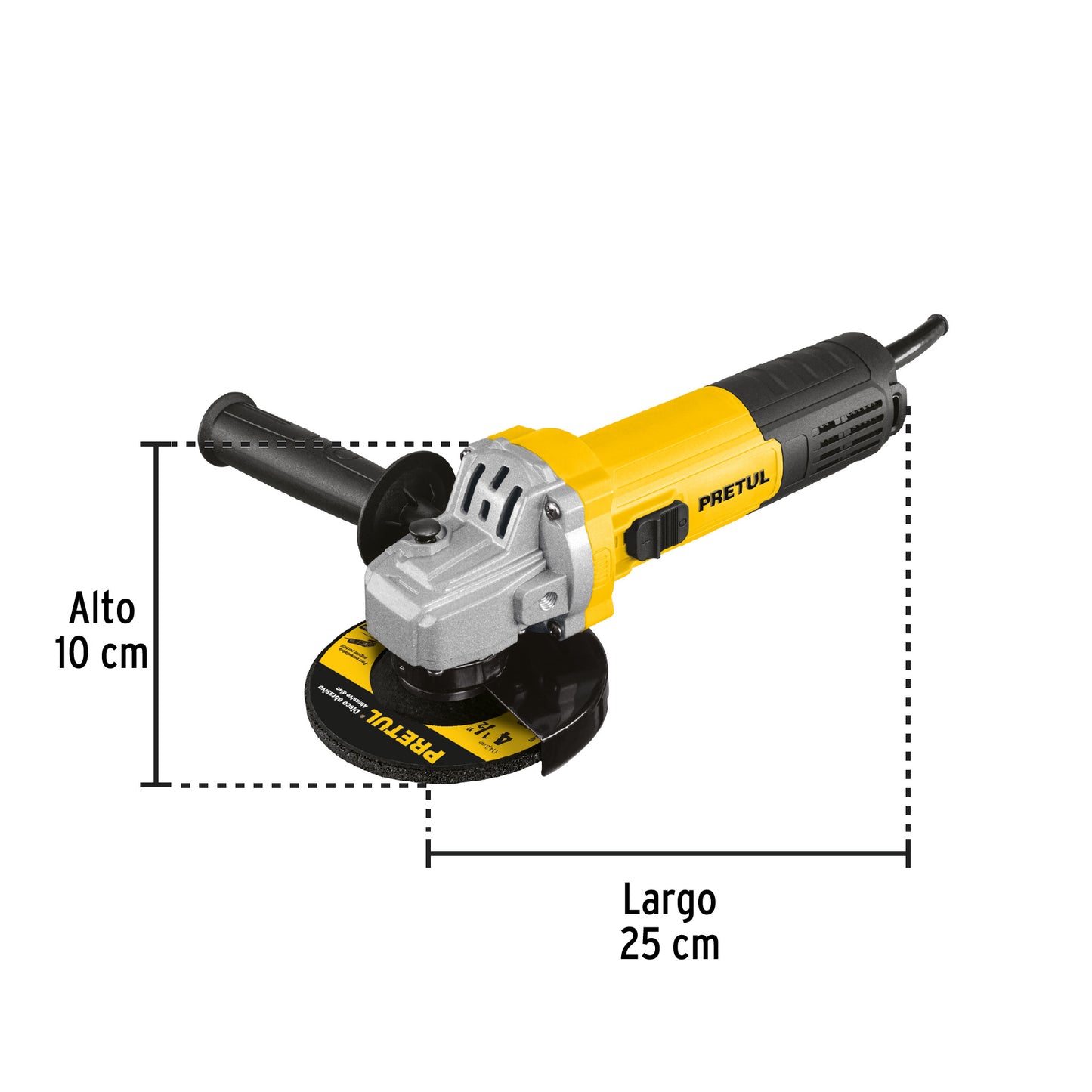 Esmeriladora Angular PRETUL 4-1/2 Pulgadas 550W ESMA-4-1/2P5 - Motor Eficiente Mango Ajustable Uso Continuo