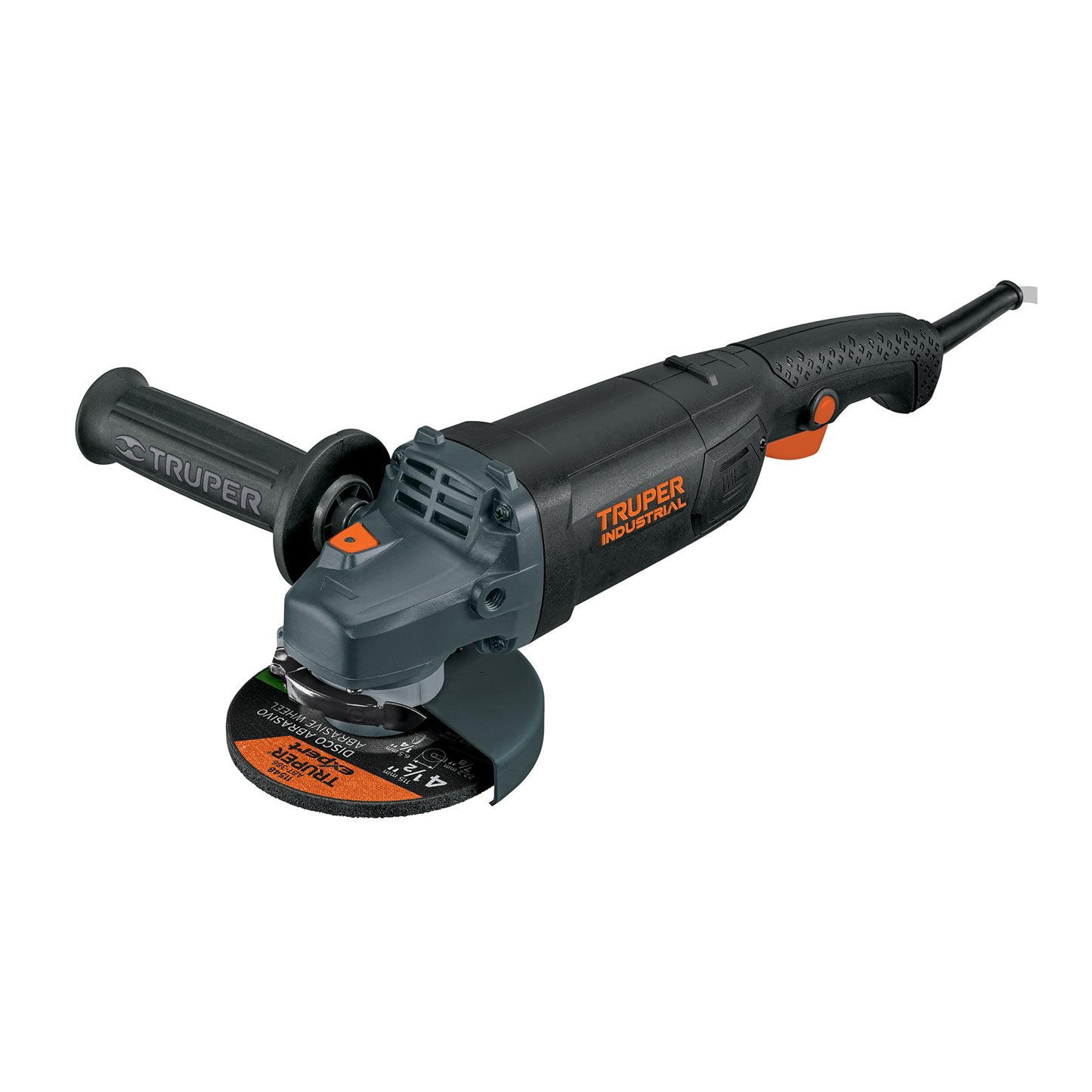 "Esmeriladora Angular TRUPER INDUSTRIAL 4-1/2" 1250W ESMA-4512N - Corta y Esmerila Acero, Ladrillo, Azulejo y Piedra con Motor de Alta Potencia y Mango Ergonómico Antiderrapante"