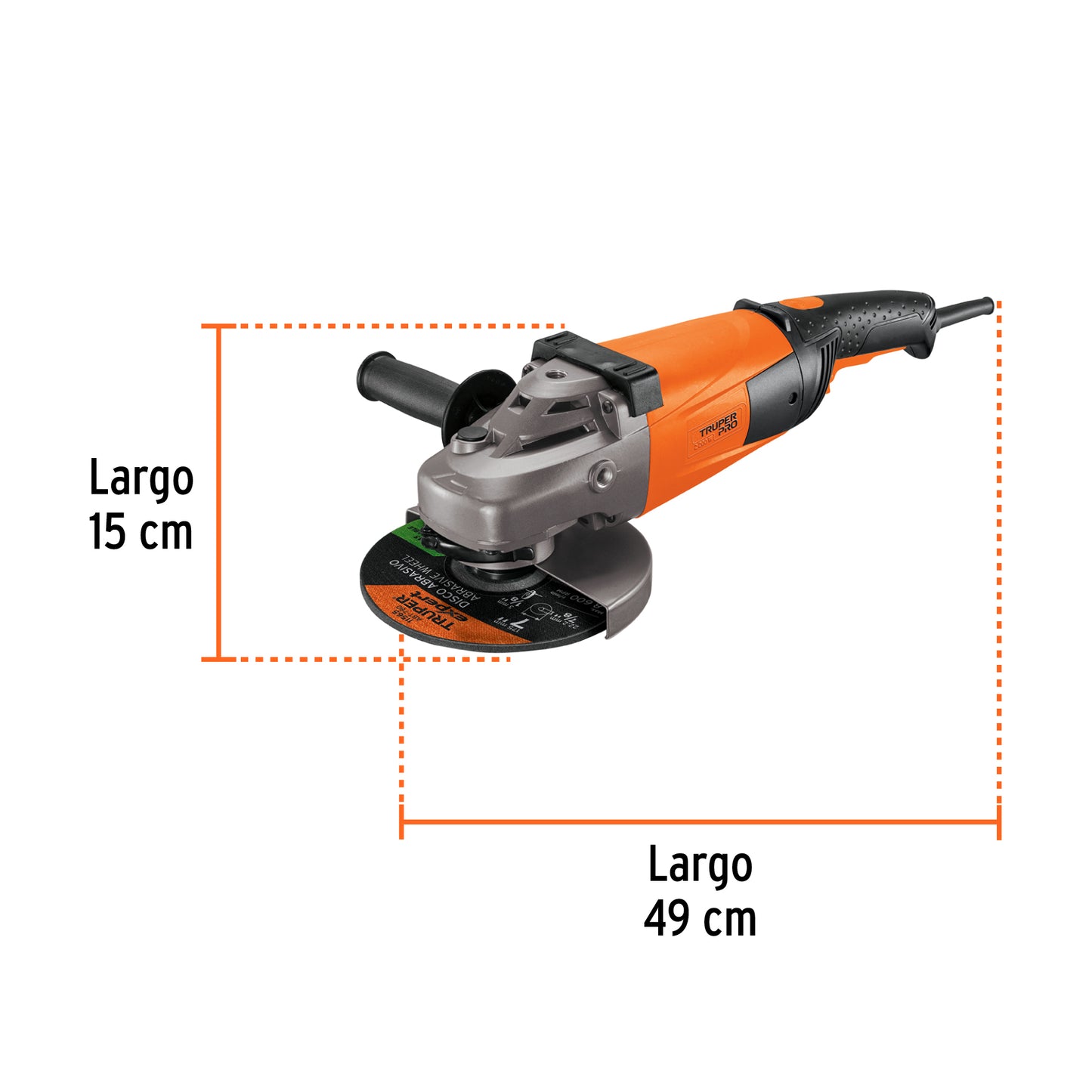 Esmeriladora Angular 7" TRUPER PRO 2200W - Herramienta Industrial para Cortar y Esmerilar Acero, Ladrillo, Azulejo y Piedra - Motor Profesional con Baleros de Bolas y Mango Antiderrapante - Solución Completa para Trabajos de Construcción y Metalurgia