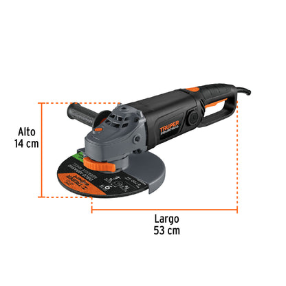 Esmeriladora Angular 9 Pulgadas 2100W TRUPER INDUSTRIAL ESMA-9N3 - Motor Balero Bolas Mango Ergonómico Antiderrapante