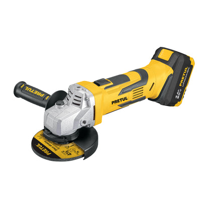 Esmeriladora Angular 4-1/2 Pulgadas 20V Inalámbrica PRETUL con Batería 4Ah - Herramienta Profesional para Corte y Esmerilado