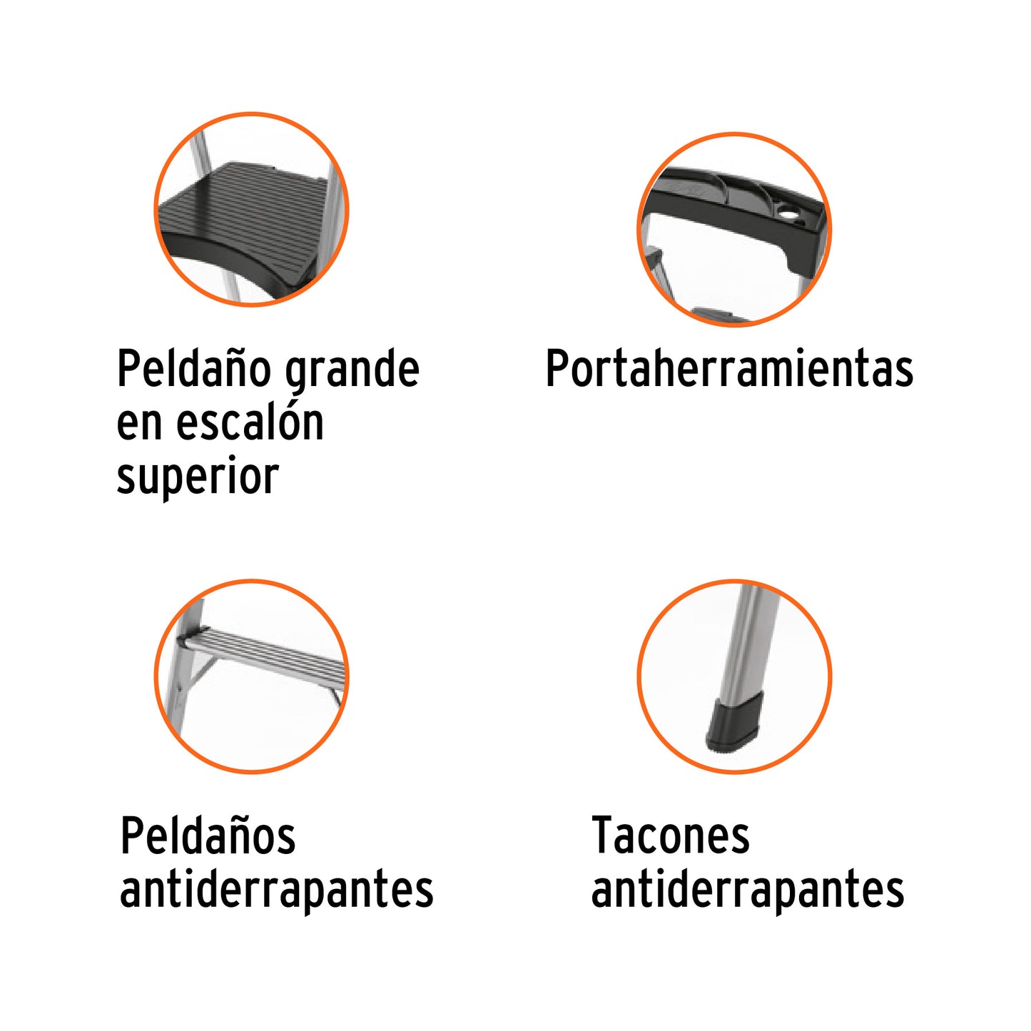 Escalera Tubular Plegable Aluminio 2 Peldaños Truper ESTU-2A - Solución Segura para Trabajos en Altura hasta 1.68m - Antiderrapante Ligera Portátil