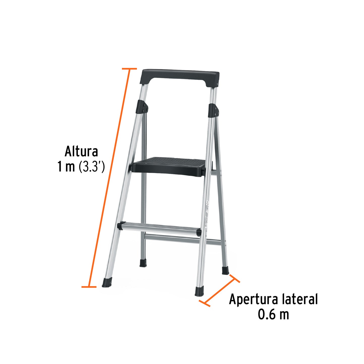 Escalera Tubular Plegable Aluminio 2 Peldaños Truper ESTU-2A - Solución Segura para Trabajos en Altura hasta 1.68m - Antiderrapante Ligera Portátil