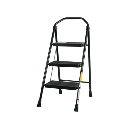 Escalera Tubular Plegable TRUPER 3 Peldaños Antiderrapantes - Solución Compacta para Trabajos en Altura Seguros - Acero Resistente con Barandal Ergonómico