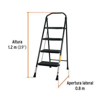Escalera Tubular Plegable Truper 4 Peldaños Antiderrapantes - Solución Segura para Trabajos en Altura - Fácil Almacenamiento y Transporte - ESTU-4
