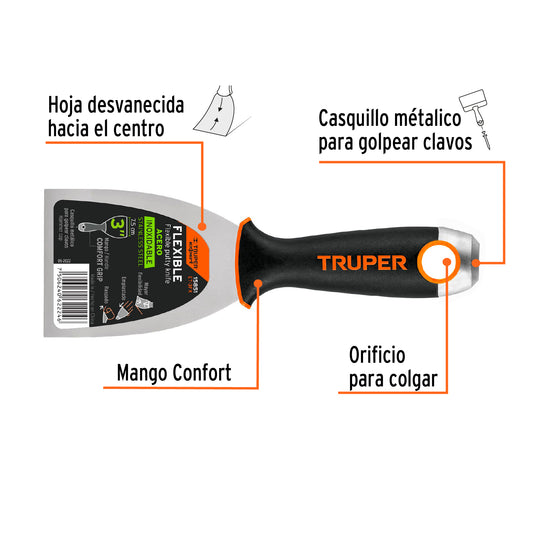 Espátula Flexible 3 Pulgadas ET-3FX Acero Inoxidable EXPERT - Solución Profesional para Trabajos de Precisión y Acabados Perfectos