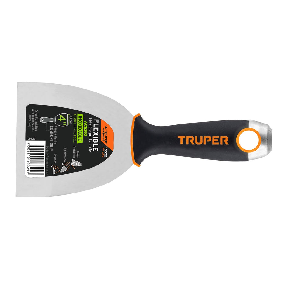 Espátula Flexible 4 Pulgadas Acero Inoxidable ET-4FX EXPERT - Comfort Grip Anticorrosión para Aplicación Precisa de Masilla y Acabados Profesionales