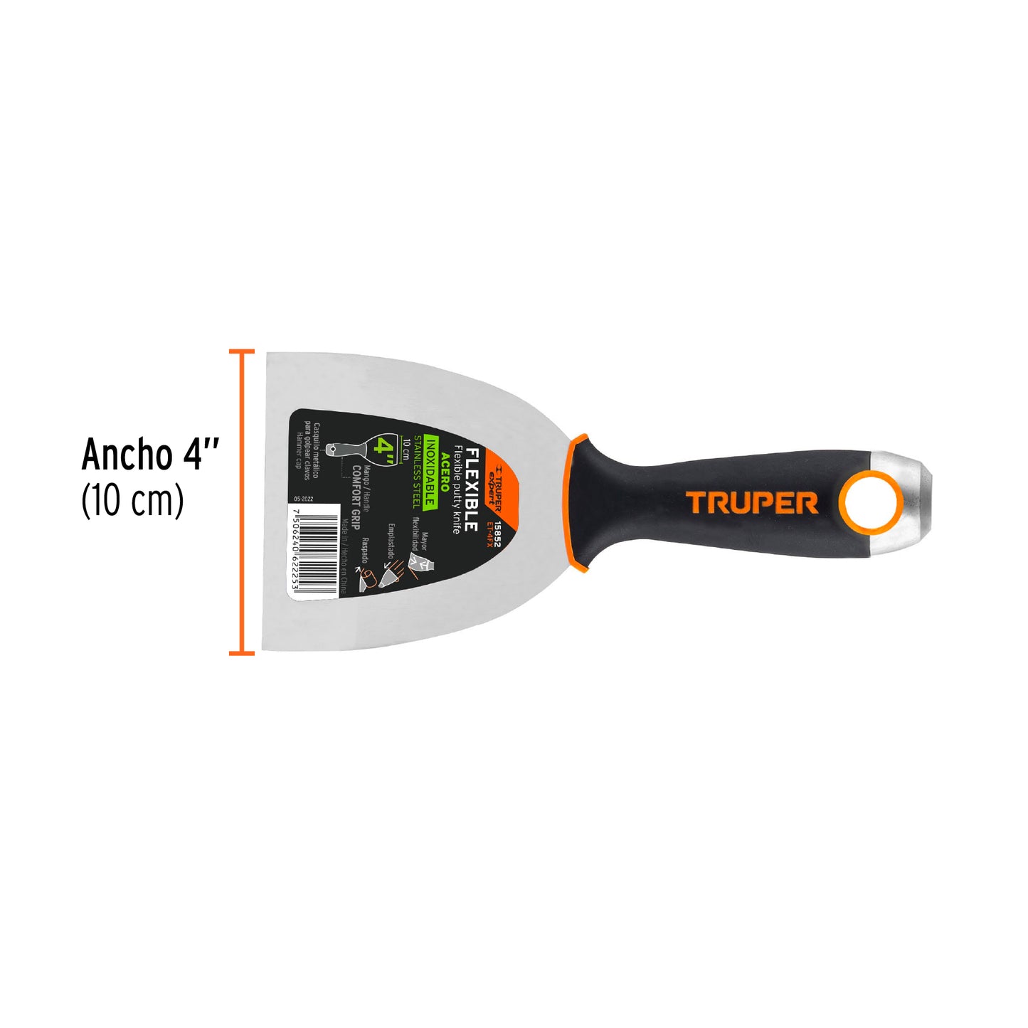 Espátula Flexible 4 Pulgadas Acero Inoxidable ET-4FX EXPERT - Comfort Grip Anticorrosión para Aplicación Precisa de Masilla y Acabados Profesionales