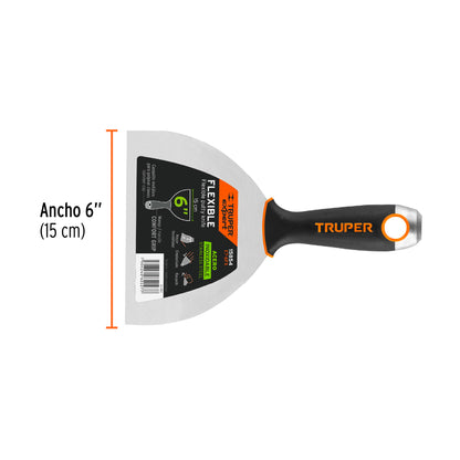 Espátula Flexible 6" Acero Inoxidable ET-6FX EXPERT - Comfort Grip Antideslizante para Trabajos de Precisión y Acabados Profesionales