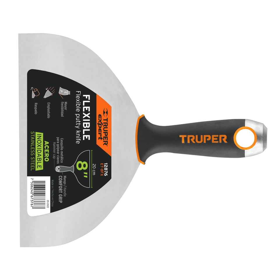 Espátula Flexible 8 Pulgadas ET-8FX EXPERT - Acero Inoxidable Anticorrosión para Acabados Perfectos en Construcción y Remodelación