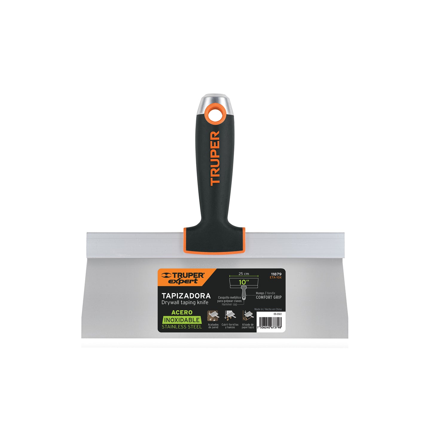 Espátula Tapizadora 10 Pulgadas Acero Inoxidable ETA-10X Truper Expert - Herramienta Profesional Anti-Corrosión para Tapicería y Acabados Perfectos