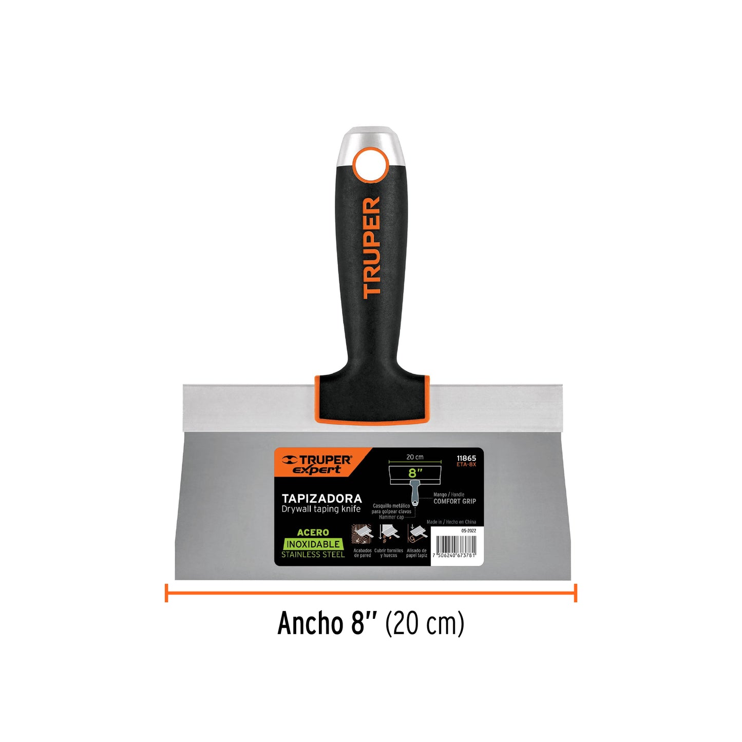 Espátula Tapizadora 8 Pulgadas ETA-8X Truper Expert - Acero Inoxidable Anticorrosión para Tapicería Profesional