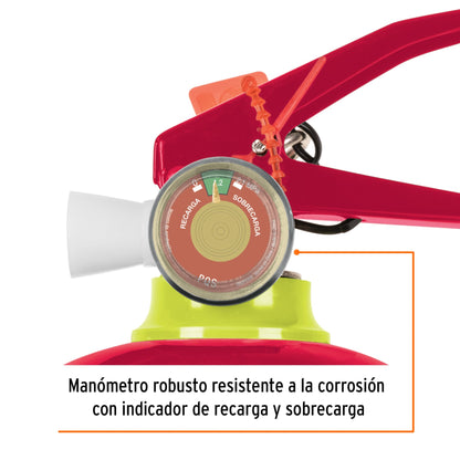 Extintor portátil recargable de 1 kg con polvo tipo ABC marca TRUPER. Ideal para uso doméstico e industrial.