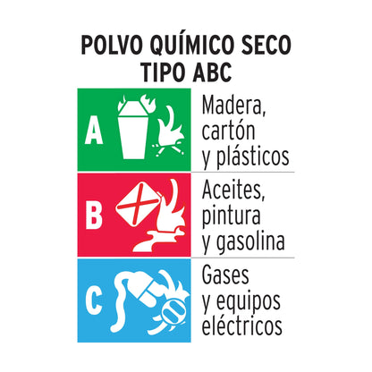Extintor desechable TRUPER 300 g con polvo tipo ABC. Ideal para hogar, oficina y vehículos
