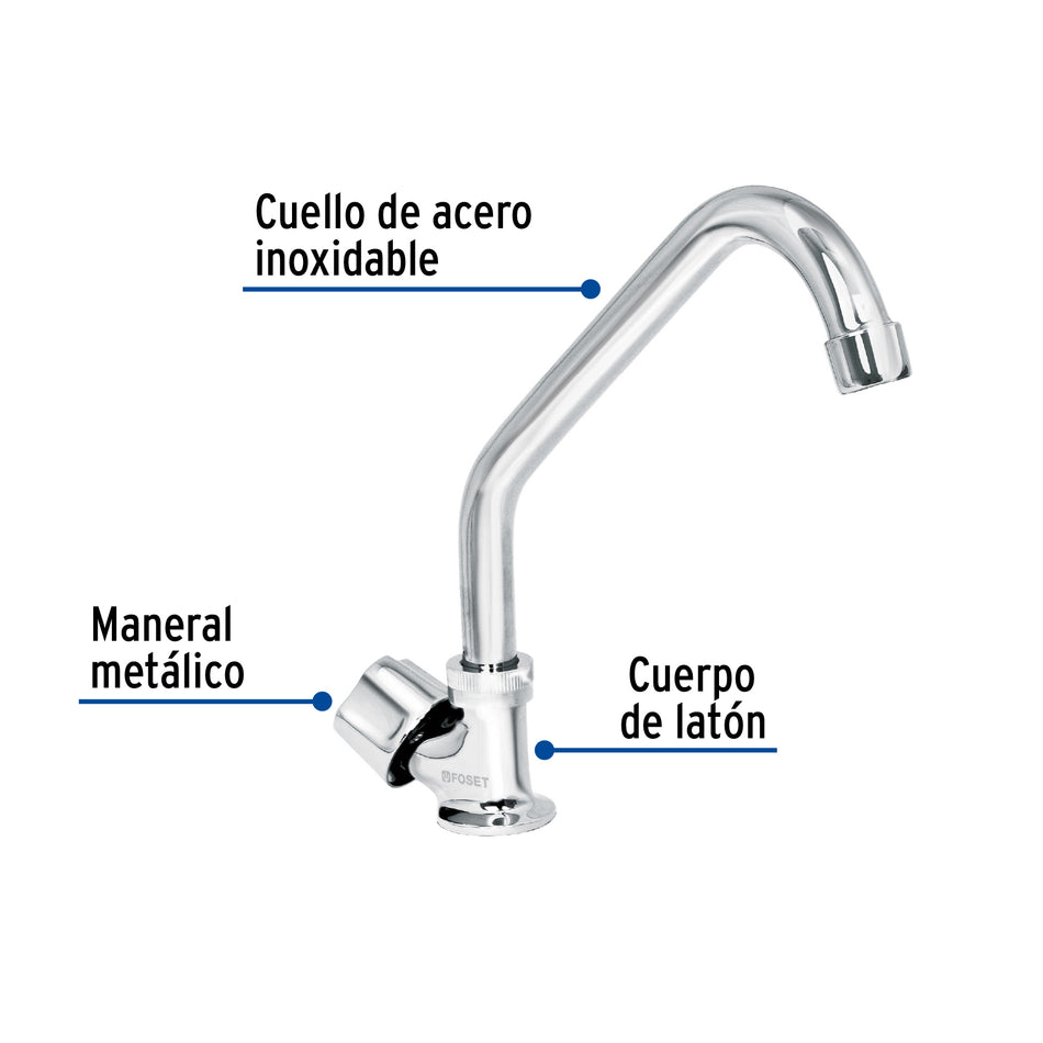 Llave individual para fregadero, cuello corto, Foset