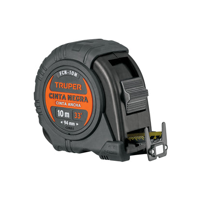 Flexómetro Truper FCN-10M Resistente a Impactos 10m - Cinta Negra 32mm con Triple Imán para Medición Profesional
