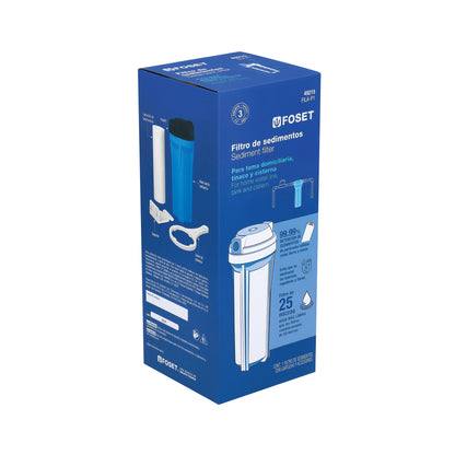 Filtro de Sedimentos FOSET FILA-P1 - Elimina Tierra y Arena del Agua - Protege Tuberías y Llaves - Polipropileno para Casa, Tinaco y Cisterna