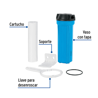 Filtro de Sedimentos FOSET FILA-P1 - Elimina Tierra y Arena del Agua - Protege Tuberías y Llaves - Polipropileno para Casa, Tinaco y Cisterna