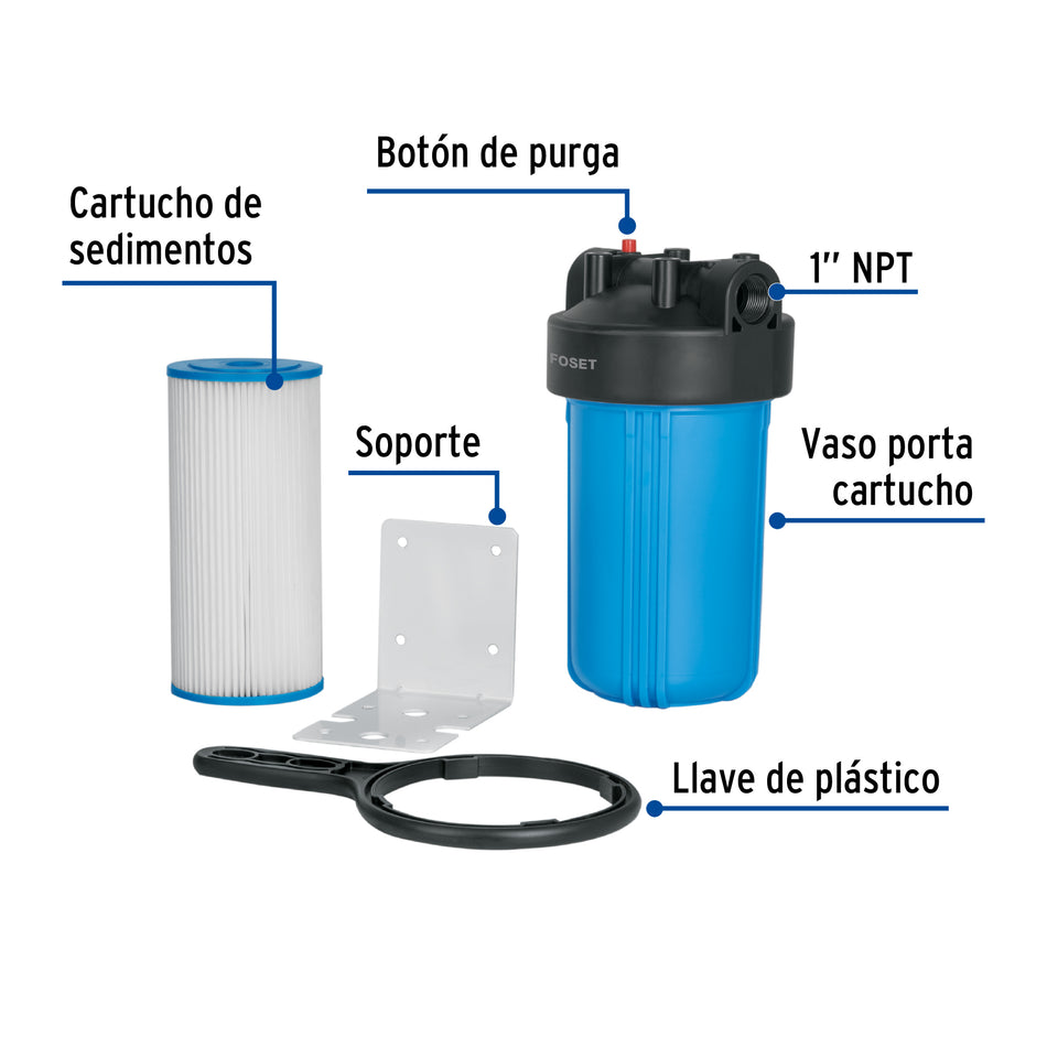 Filtro de Sedimentos Jumbo FOSET FILA-P2 - Elimina Tierra y Arena del Agua - Protege Tuberías y Llaves