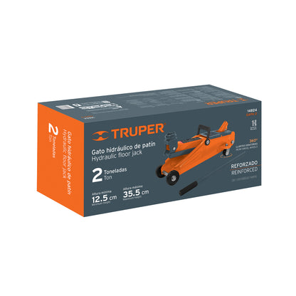 Gato Hidráulico de Patín 2 Toneladas Truper GAPA-2 - Levantamiento Seguro con Ruedas Giratorias y Válvula de Seguridad