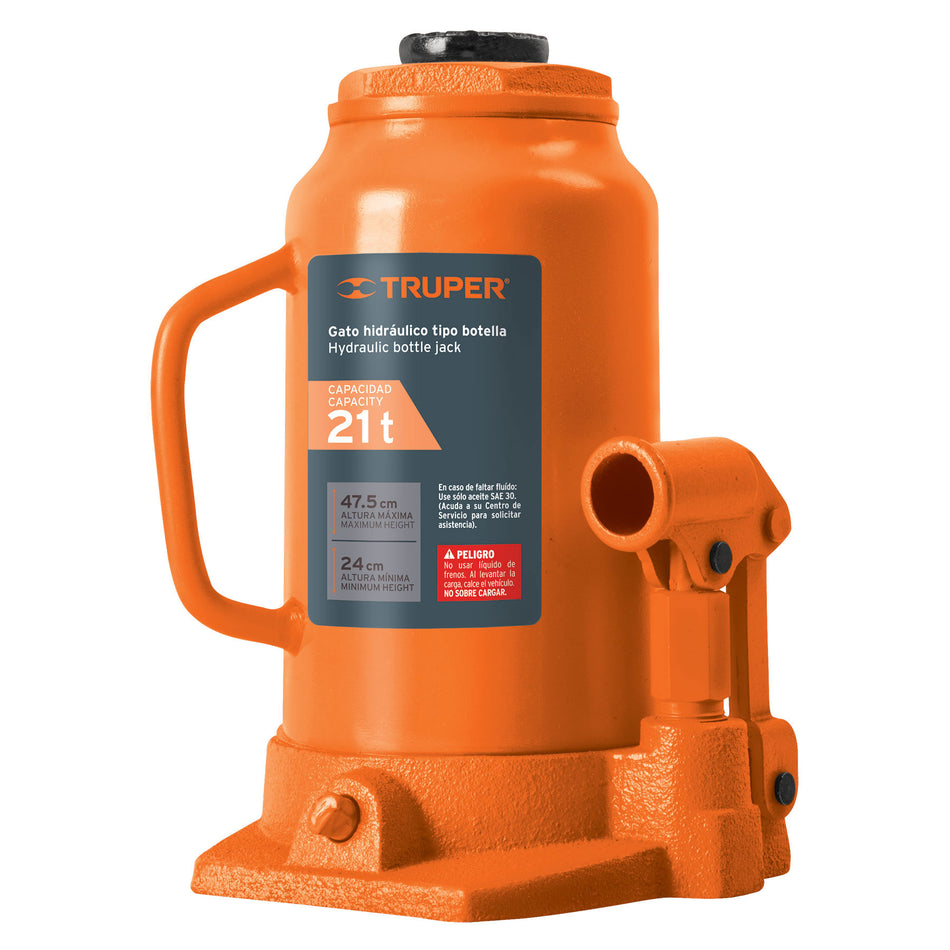 Gato Hidráulico de Botella Truper GAT-20 21 Toneladas - Solución Profesional para Levantamiento Pesado con Base Estable y Válvula de Seguridad