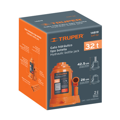 Gato Hidráulico Botella Truper 32 Toneladas GAT-32 - Levanta Cargas Pesadas con Máxima Estabilidad