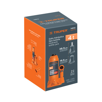 Gato Hidráulico Truper GAT-4 4 Toneladas - Levanta Vehículos Pesados con Seguridad y Estabilidad Máxima