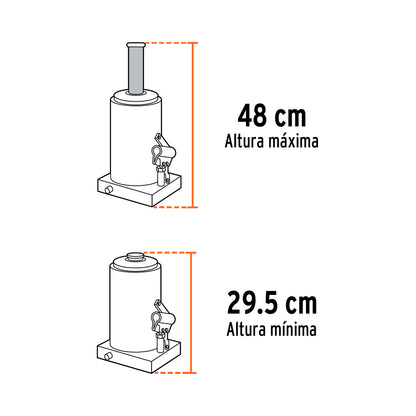 Gato Hidráulico Botella Truper 50 Toneladas GAT-50 - Levanta Cargas Pesadas con Máxima Estabilidad