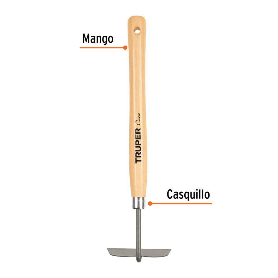 Azadón para jardín, mango de 15", Truper Cultivador, Jardineria