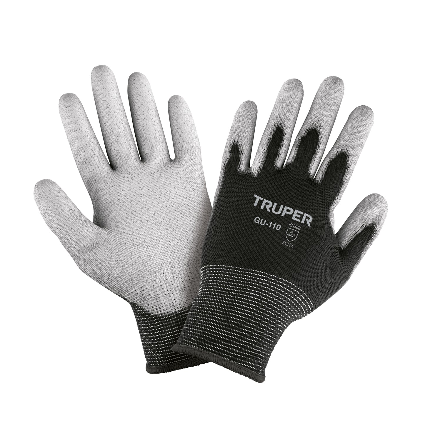 Guantes de Trabajo Truper GU-110 - Nylon con Recubrimiento Poliuretano - Alta Sensibilidad y Destreza para Manejo Preciso de Piezas Pequeñas