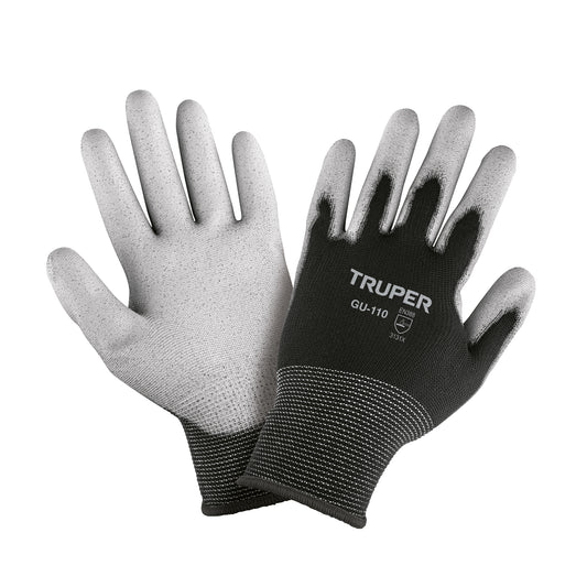 Guantes de Trabajo Truper GU-110 - Nylon con Recubrimiento Poliuretano - Alta Sensibilidad y Destreza para Manejo Preciso de Piezas Pequeñas