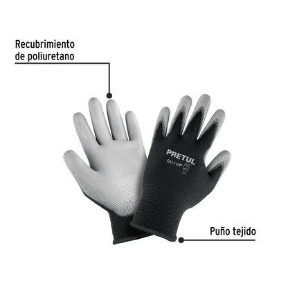 Guantes de Nylon con Recubrimiento Poliuretano GU-110P Pretul - Máxima Destreza y Sensibilidad para Trabajo de Precisión