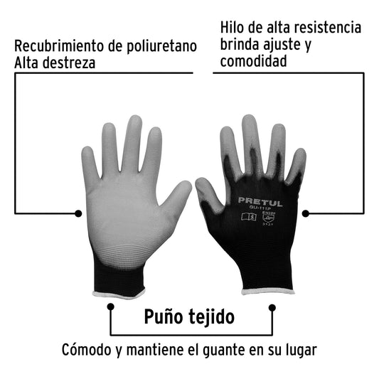 Guantes de Nylon con Recubrimiento Poliuretano PRETUL GU-111P - Protección y Destreza para Trabajo de Precisión