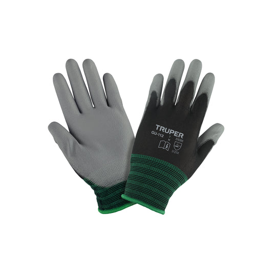 Guantes de Trabajo TRUPER GU-112 Nylon con Recubrimiento Poliuretano Talla M - Máxima Destreza y Sensibilidad para Manejo de Piezas Pequeñas