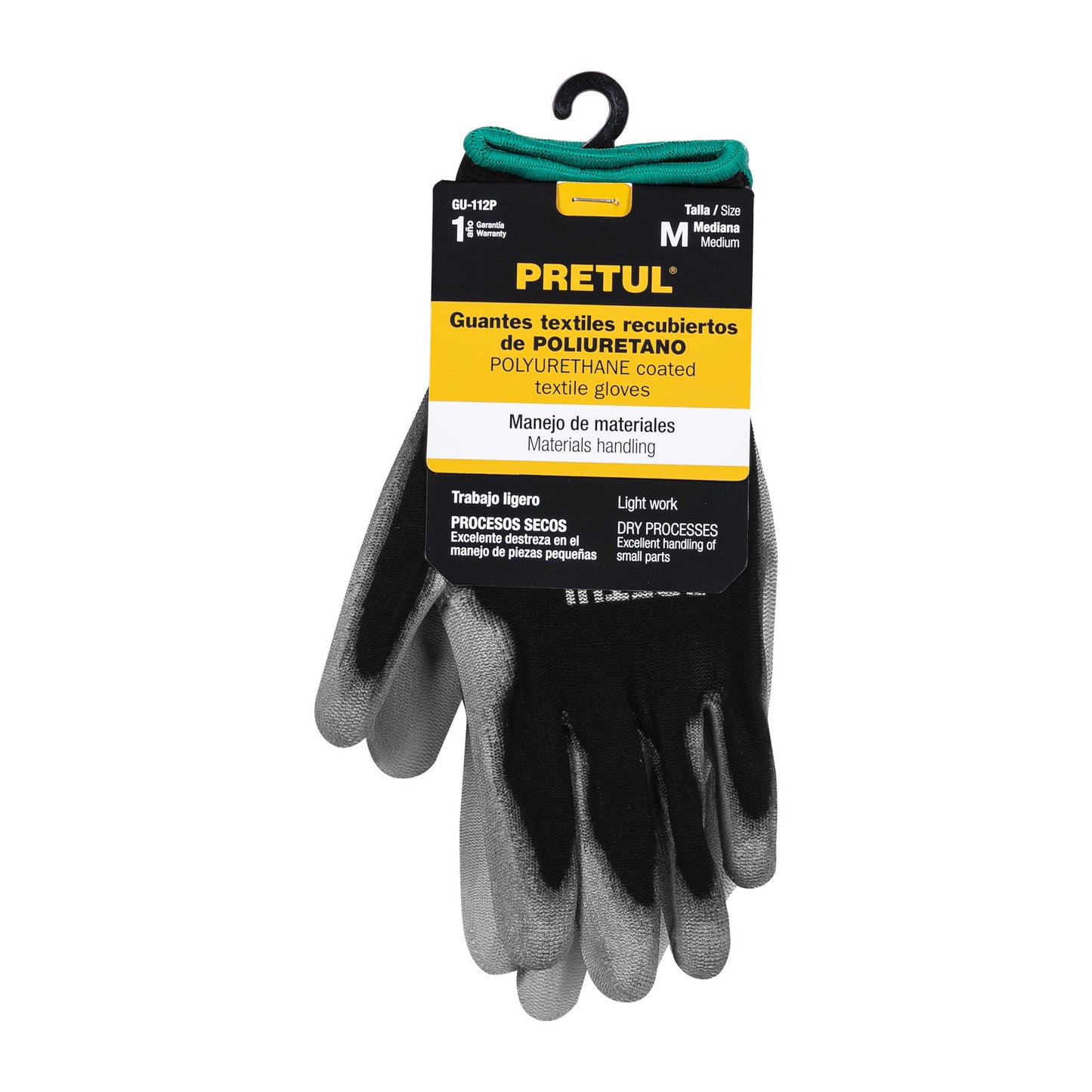Guantes de Nylon con Recubrimiento Poliuretano PRETUL GU-112P - Protección y Destreza para Trabajo de Precisión Talla M