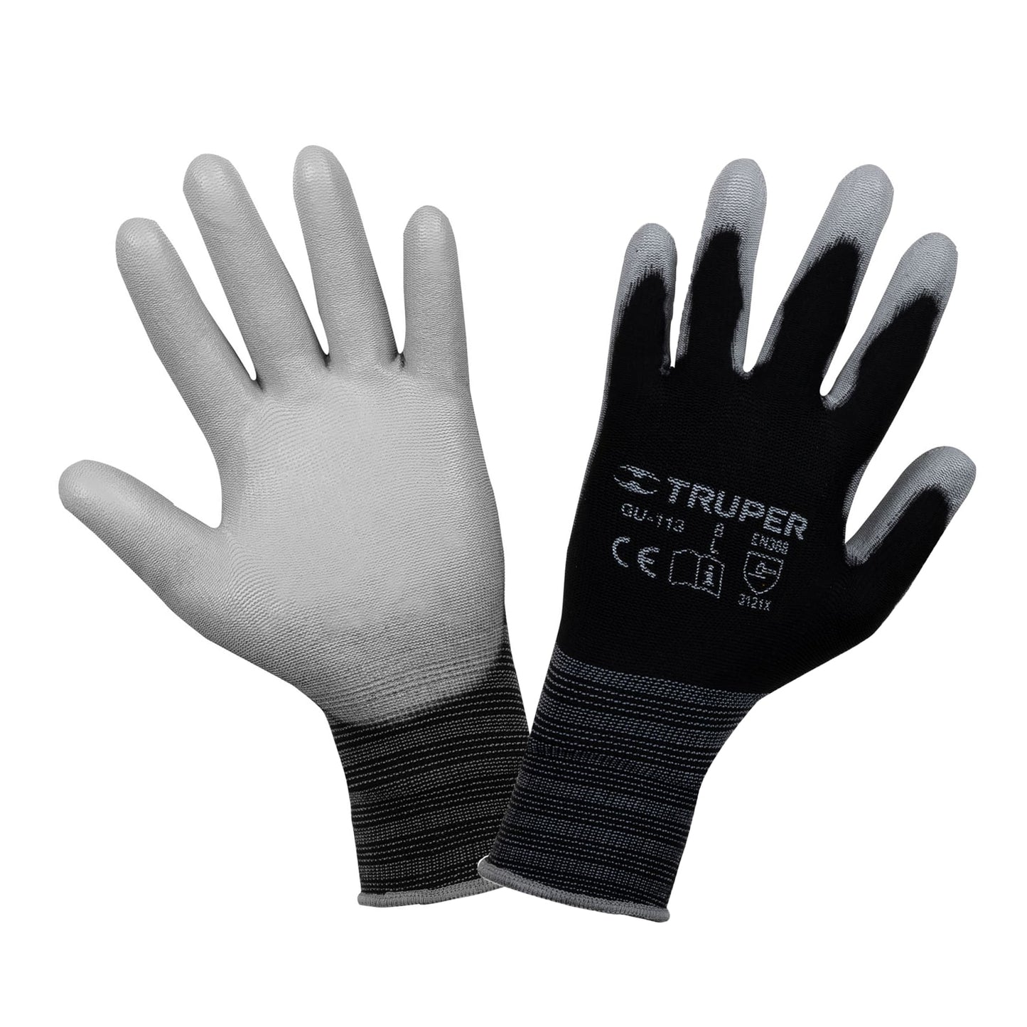 Guantes de Trabajo TRUPER GU-113 Nylon con Recubrimiento Poliuretano - Máxima Destreza y Sensibilidad para Manejo Preciso de Piezas Pequeñas