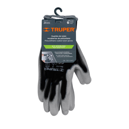 Guantes de Trabajo TRUPER GU-113 Nylon con Recubrimiento Poliuretano - Máxima Destreza y Sensibilidad para Manejo Preciso de Piezas Pequeñas