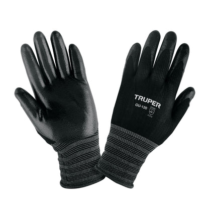 Guantes de Trabajo Nylon con Recubrimiento Nitrilo GU-120 XCH Truper - Protección Anticortes Alta Sensibilidad para Procesos Húmedos y Secos con Aceites