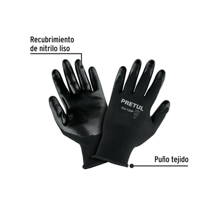 Guantes de Nitrilo GU-120P Pretul - Protección Antideslizante para Trabajo Húmedo y Seco - Resistentes a Abrasión