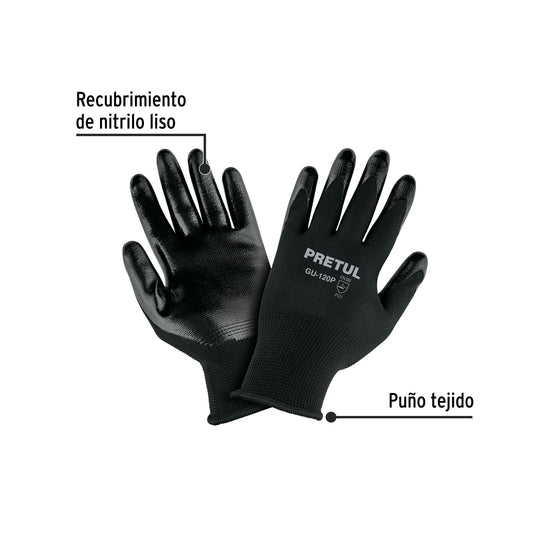 Guantes de Nitrilo GU-120P Pretul - Protección Antideslizante para Trabajo Húmedo y Seco - Resistentes a Abrasión