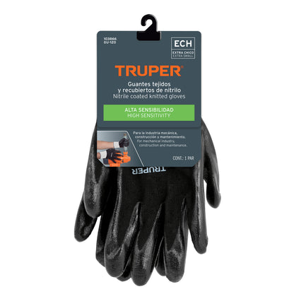 Guantes de Trabajo Nylon con Recubrimiento Nitrilo GU-120 XCH Truper - Protección Anticortes Alta Sensibilidad para Procesos Húmedos y Secos con Aceites
