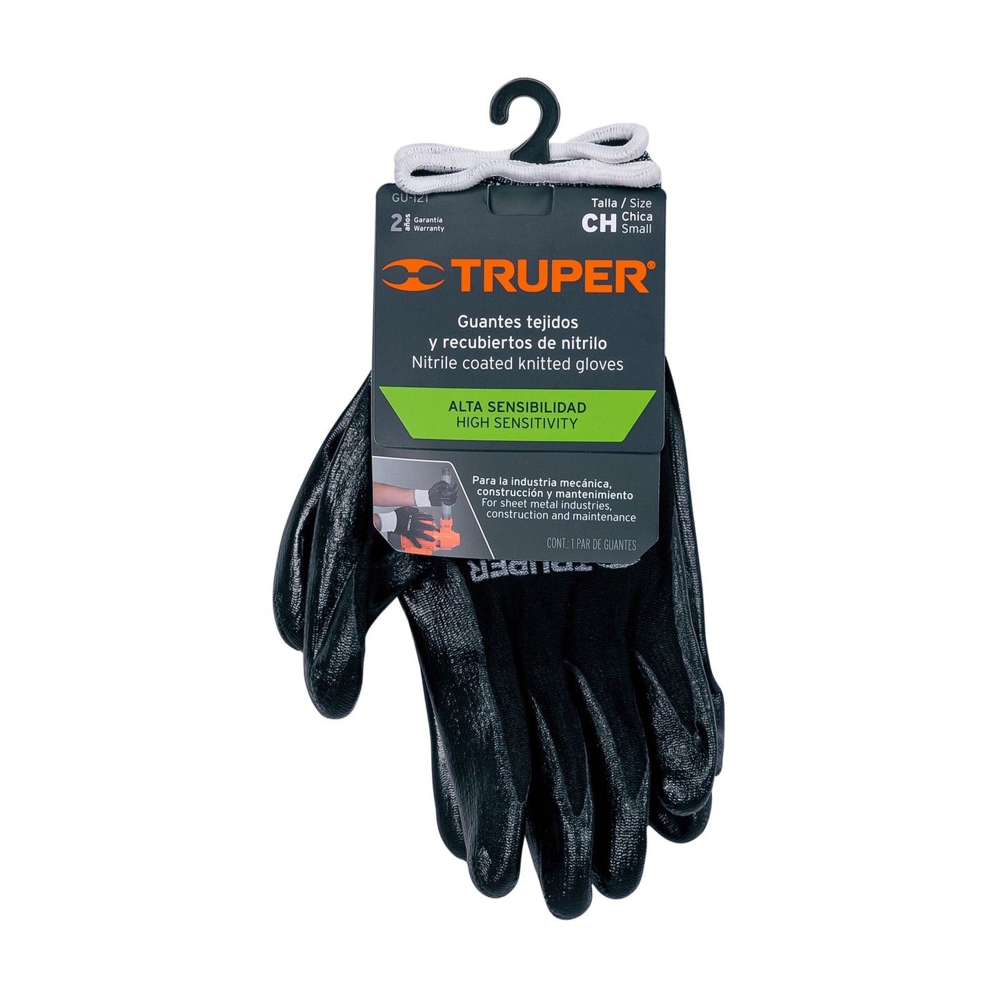 Guantes de Seguridad Industrial Nylon Nitrilo TRUPER GU-121 - Protección Antideslizante para Trabajo Húmedo y Seco