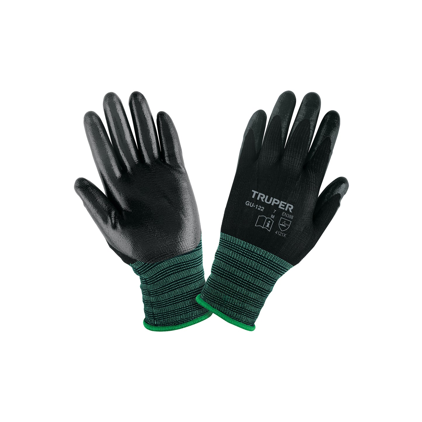 Guantes de Seguridad Industrial Nitrilo TRUPER GU-122 - Protección Antideslizante para Trabajo Húmedo y Seco Talla M