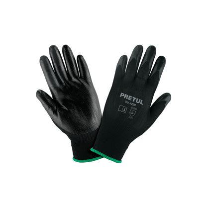 Guantes de Trabajo Nitrilo PRETUL GU-122P Talla M - Protección Antideslizante para Manos en Trabajos Húmedos y Secos - Resistentes Abrasión Nylon