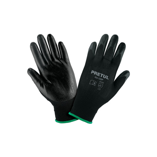 Guantes de Trabajo Nitrilo PRETUL GU-122P Talla M - Protección Antideslizante para Manos en Trabajos Húmedos y Secos - Resistentes Abrasión Nylon